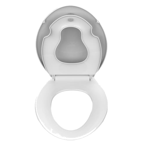 MERXENG 2-in-1 Elongated Toilet Seat with Built-In Potty Trainer for Toddlers | 19 Inch Soft Close Lid with Magnetic Baby Seat | Easy Installation & Cleaning for Bottom-Fixing Toilets